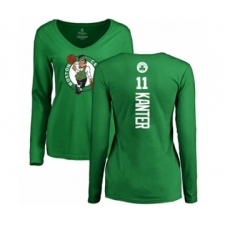 Basketball Women's Boston Celtics #11 Enes Kanter Kelly Green Backer V-Neck Long Sleeve T-Shirt