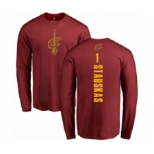 Basketball Cleveland Cavaliers #1 Nik Stauskas Maroon Backer Long Sleeve T-Shirt