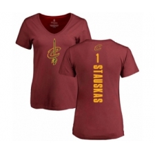 Basketball Women's Cleveland Cavaliers #1 Nik Stauskas Maroon Backer T-Shirt