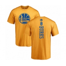 Basketball Golden State Warriors #8 Alec Burks Gold One Color Backer T-Shirt