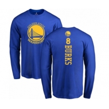 Basketball Golden State Warriors #8 Alec Burks Royal Blue Backer Long Sleeve T-Shirt