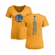 Basketball Women's Golden State Warriors #1 D'Angelo Russell Gold One Color Backer Slim-Fit V-Neck T-Shirt