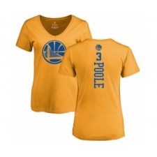 Basketball Women's Golden State Warriors #3 Jordan Poole Gold One Color Backer Slim-Fit V-Neck T-Shirt