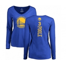 Basketball Women's Golden State Warriors #3 Jordan Poole Royal Blue Backer Long Sleeve T-Shirt