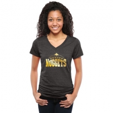 NBA Denver Nuggets Women's Gold Collection V-Neck Tri-Blend T-Shirt - Black