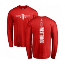 Basketball Houston Rockets #0 Russell Westbrook Red Backer Long Sleeve T-Shirt