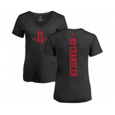 Basketball Women's Houston Rockets #19 Tyson Chandler Black One Color Backer Slim-Fit V-Neck T-Shirt
