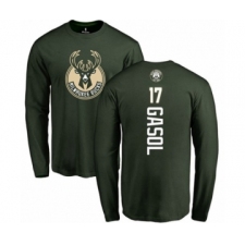 Basketball Milwaukee Bucks #17 Pau Gasol Green Backer Long Sleeve T-Shirt