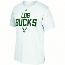 NBA Men's Milwaukee Bucks Adidas Noches Ene-Be-A T-Shirt - White