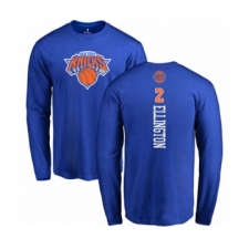 Basketball New York Knicks #2 Wayne Ellington Royal Blue Backer Long Sleeve T-Shirt