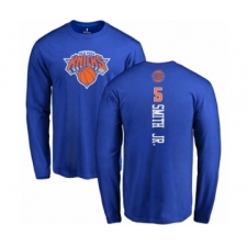 Basketball New York Knicks #5 Dennis Smith Jr. Royal Blue Backer Long Sleeve T-Shirt