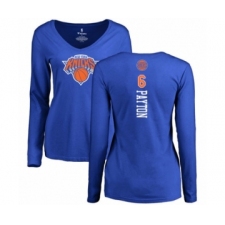 Basketball Women's New York Knicks #6 Elfrid Payton Royal Blue Backer Long Sleeve T-Shirt