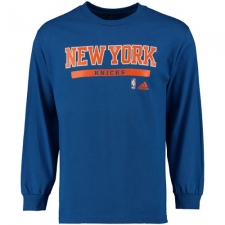 NBA Men's New York Knicks Adidas Cut and Paste Long Sleeve T-Shirt - Blue