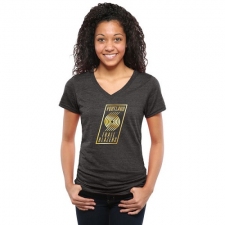 NBA Portland Trail Blazers Women's Gold Collection V-Neck Tri-Blend T-Shirt - Black