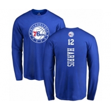 Basketball Philadelphia 76ers #12 Tobias Harris Royal Blue Backer Long Sleeve T-Shirt