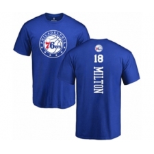 Basketball Philadelphia 76ers #18 Shake Milton Royal Blue Backer T-Shirt