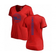 Basketball Women's Philadelphia 76ers #0 Josh Richardson Red One Color Backer Slim-Fit V-Neck T-Shirt