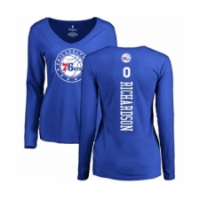 Basketball Women's Philadelphia 76ers #0 Josh Richardson Royal Blue Backer Long Sleeve T-Shirt