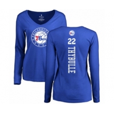 Basketball Women's Philadelphia 76ers #22 Mattise Thybulle Royal Blue Backer Long Sleeve T-Shirt