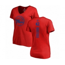 Basketball Women's Philadelphia 76ers #42 Al Horford Red One Color Backer Slim-Fit V-Neck T-Shirt