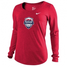 NBA Men's Team USA Basketball Nike Women's Scoop Tri-Blend Long Sleeve T-Shirt - Red