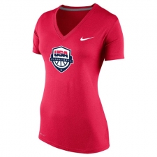 NBA Team USA Brand Women's Basketball Performance V-Neck T-Shirt - Red