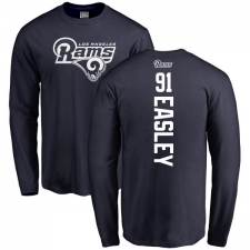 NFL Nike Los Angeles Rams #91 Dominique Easley Navy Blue Backer Long Sleeve T-Shirt