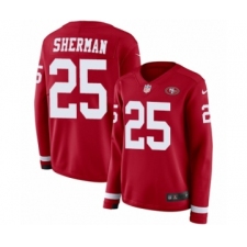 Women's Nike San Francisco 49ers #25 Richard Sherman Limited Red Therma Long Sleeve NFL Jersey