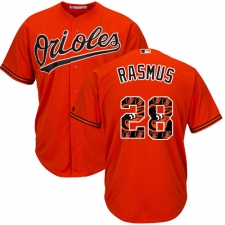Men's Majestic Baltimore Orioles #28 Colby Rasmus Authentic Orange Team Logo Fashion Cool Base MLB Jersey