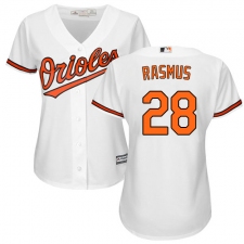Women's Majestic Baltimore Orioles #28 Colby Rasmus Replica White Home Cool Base MLB Jersey