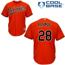 Youth Majestic Baltimore Orioles #28 Colby Rasmus Replica Orange Alternate Cool Base MLB Jersey