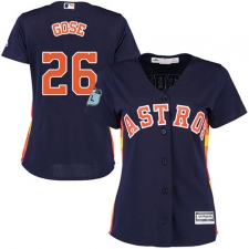 Women's Majestic Houston Astros #26 Anthony Gose Authentic Navy Blue Alternate Cool Base MLB Jersey