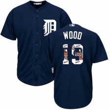 Men's Majestic Detroit Tigers #19 Travis Wood Authentic Navy Blue Team Logo Fashion Cool Base MLB Jersey