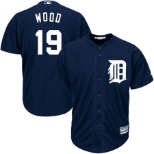 Youth Majestic Detroit Tigers #19 Travis Wood Authentic Navy Blue Alternate Cool Base MLB Jersey