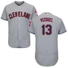 Men's Majestic Cleveland Indians #13 Omar Vizquel Grey Road Flex Base Authentic Collection MLB Jersey