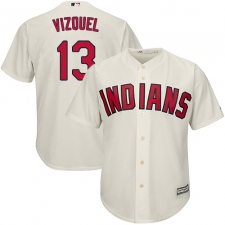 Men's Majestic Cleveland Indians #13 Omar Vizquel Replica Cream Alternate 2 Cool Base MLB Jersey