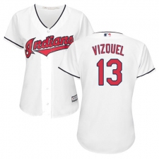 Women's Majestic Cleveland Indians #13 Omar Vizquel Authentic White Home Cool Base MLB Jersey