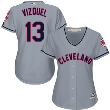 Women's Majestic Cleveland Indians #13 Omar Vizquel Replica Grey Road Cool Base MLB Jersey