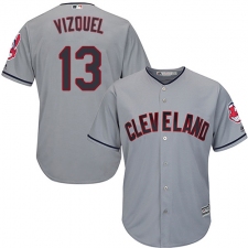 Youth Majestic Cleveland Indians #13 Omar Vizquel Authentic Grey Road Cool Base MLB Jersey