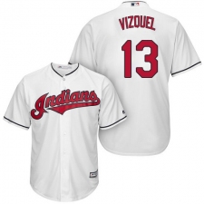 Youth Majestic Cleveland Indians #13 Omar Vizquel Authentic White Home Cool Base MLB Jersey