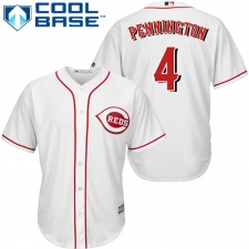 Youth Majestic Cincinnati Reds #4 Cliff Pennington Authentic White Home Cool Base MLB Jersey