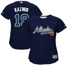 Women's Majestic Atlanta Braves #19 Scott Kazmir Authentic Blue Alternate Road Cool Base MLB Jersey