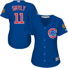 Women's Majestic Chicago Cubs #11 Drew Smyly Authentic Royal Blue Alternate MLB Jersey