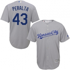 Men's Majestic Kansas City Royals #43 Wily Peralta Replica Grey Road Cool Base MLB Jersey