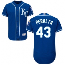 Men's Majestic Kansas City Royals #43 Wily Peralta Royal Blue Alternate Flex Base Authentic Collection MLB Jersey