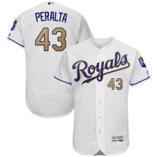 Men's Majestic Kansas City Royals #43 Wily Peralta White Flexbase Authentic Collection MLB Jersey