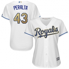 Women's Majestic Kansas City Royals #43 Wily Peralta Authentic White Home Cool Base MLB Jersey