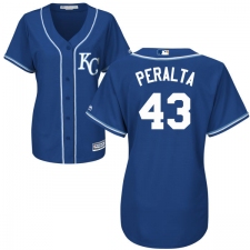 Women's Majestic Kansas City Royals #43 Wily Peralta Replica Blue Alternate 2 Cool Base MLB Jersey