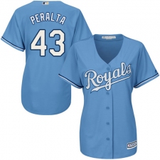 Women's Majestic Kansas City Royals #43 Wily Peralta Replica Light Blue Alternate 1 Cool Base MLB Jersey