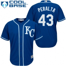 Youth Majestic Kansas City Royals #43 Wily Peralta Authentic Blue Alternate 2 Cool Base MLB Jersey